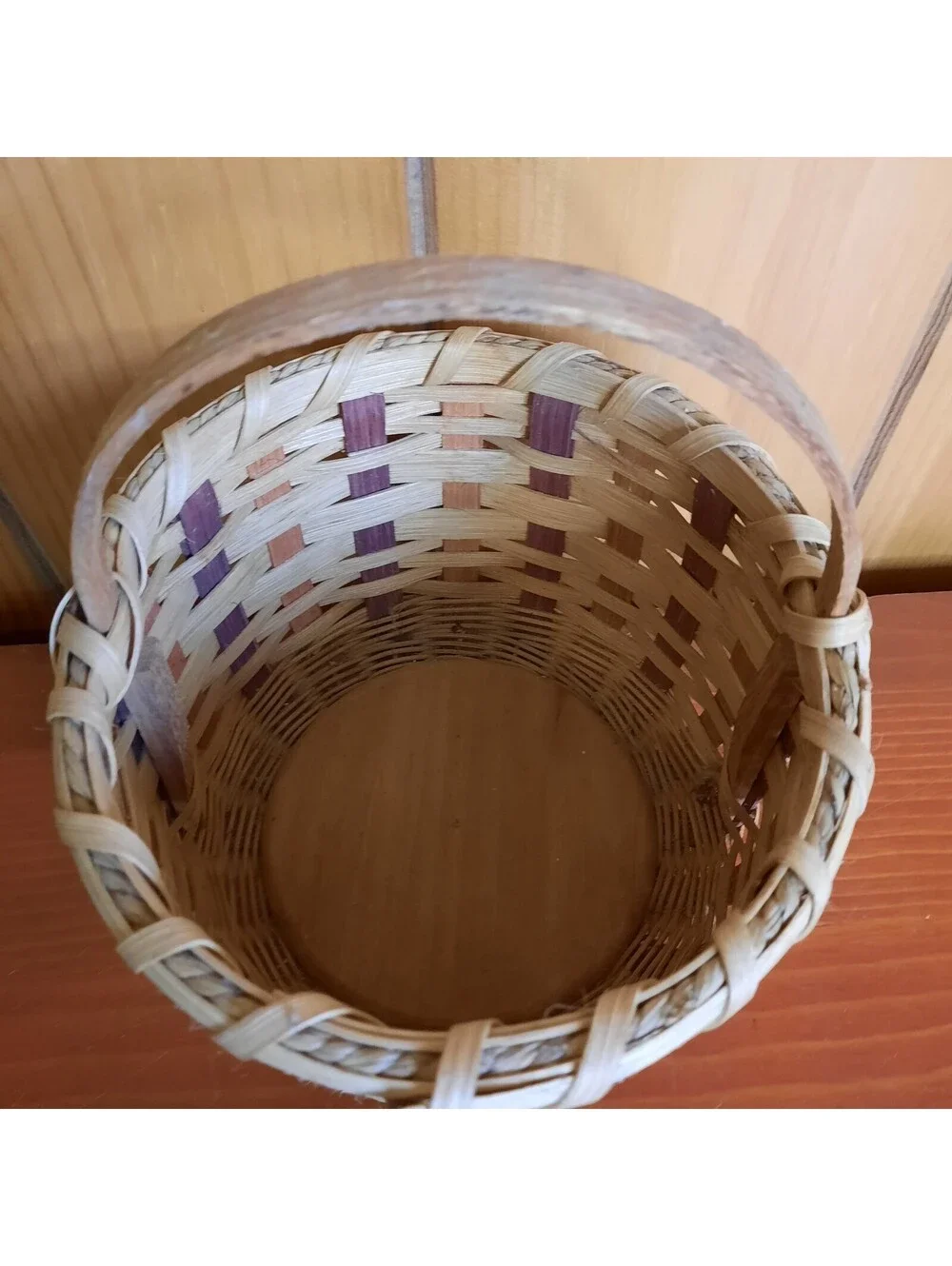 Vintage Handwoven Basket Farmhouse Cottage 8.5x7